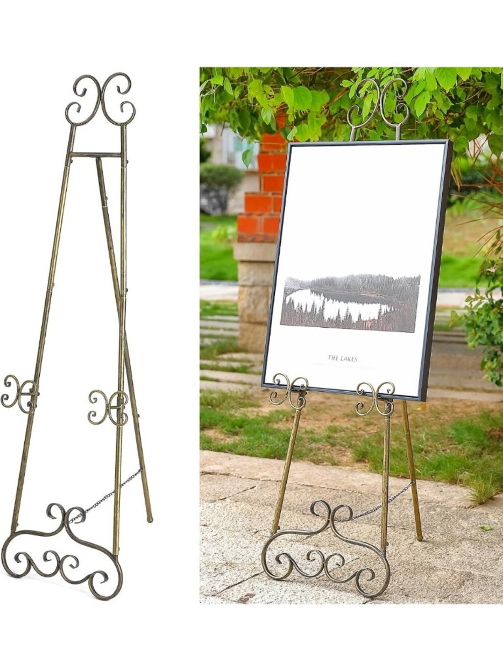 56"H Metal Scroll Extra Large Free Standing Adjustable Display Easel